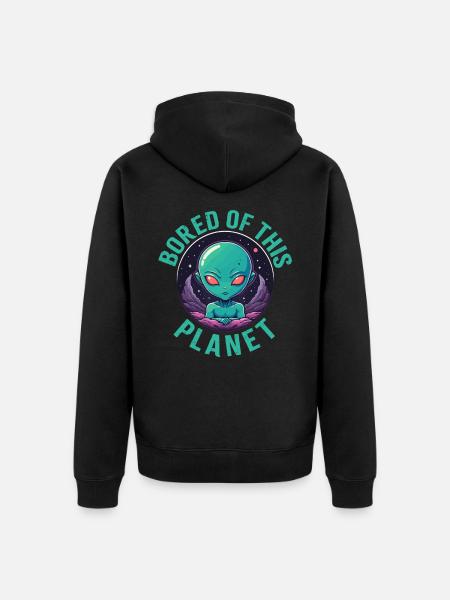Bored of this planet. - Unisex Premium Organic Zip Hoodie - black