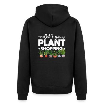 Let's go plant shopping - Unisex Premium Organic Zip Hoodie - black - Back - Nico (187cm)