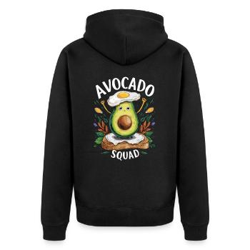 Funny Avocado Squad Breakfast Lover - Unisex Premium Bio Zip Hoodie - Schwarz - Hinten - Nico (187cm)