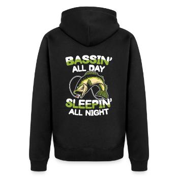 Bassin' All Day Sleepin' All Night - Unisex Premium Bio Zip Hoodie - Schwarz - Hinten - Nico (187cm)