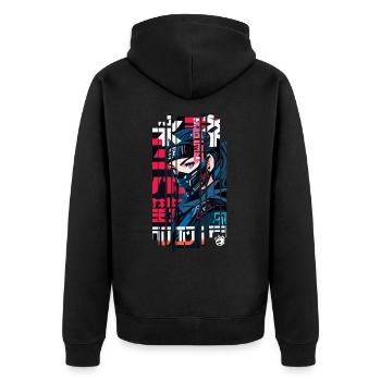 Woman Ninja géométrique kanji - Veste à capuche bio Premium Unisexe - noir - Dos - Nico (187cm)