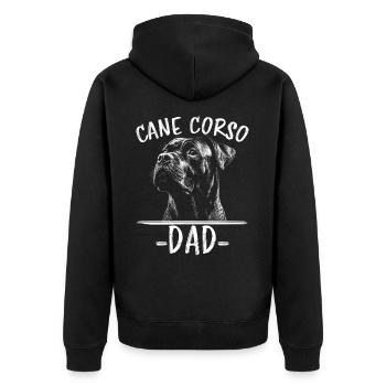 Cane Corso Italiano Papa Dad Cane Corso Gift - Unisex Premium Organic Zip Hoodie - black - Back - Nico (187cm)