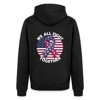 Gegen Krebs Patriotische Amerikanische Flagge - Unisex Premium Bio Zip Hoodie - Schwarz - Hinten - Nico (187cm)
