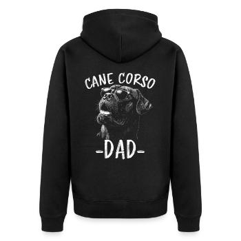 Cane Corso Italiano Papa Dad Cane Corso Gift - Unisex Premium Organic Zip Hoodie - black - Back - Nico (187cm)
