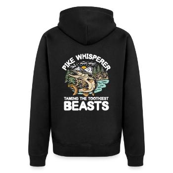 Pike Whisperer Taming the Toothiest Beasts - Unisex Premium Bio Zip Hoodie - Schwarz - Hinten - Nico (187cm)