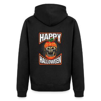 Happy Halloween - Unisex Premium Organic Zip Hoodie - black - Back - Nico (187cm)