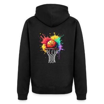 Basketball Basketball Player, Splash, Basketball Player - Unisex Premium Organic Zip Hoodie - black - Back - Nico (187cm)