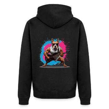 Bassist Bully Bass - Unisex Premium Bio Zip Hoodie - Schwarz - Hinten - Nico (187cm)