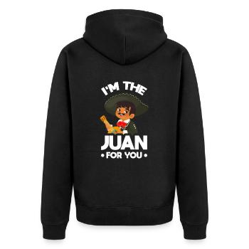 Ich Bin Der Juan Für Dich - Unisex Premium Bio Zip Hoodie - Schwarz - Hinten - Nico (187cm)
