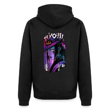 Halloween - Sorcière effet Géométrique Mauve - Veste à capuche bio Premium Unisexe - noir - Dos - Nico (187cm)