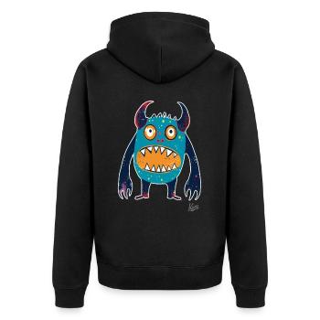 Lustiges, einfaches, fröhliches Monster - Unisex Premium Bio Zip Hoodie - Schwarz - Hinten - Nico (187cm)