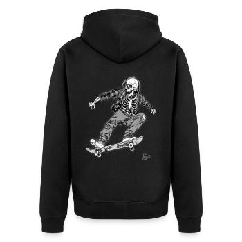 Skateur sale et méchant avec un crâne - Veste à capuche bio Premium Unisexe - noir - Dos - Nico (187cm)