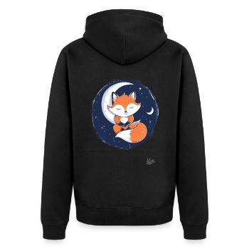 Cute little fox sleeping on the moon - Unisex Premium Organic Zip Hoodie - black - Back - Nico (187cm)