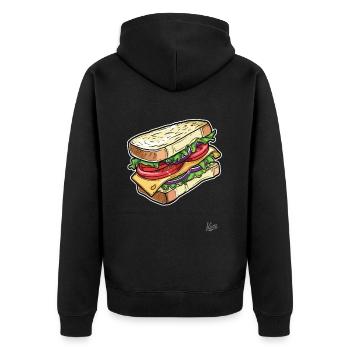 Délicieux grand sandwich aux légumes et au fromage - Veste à capuche bio Premium Unisexe - noir - Dos - Nico (187cm)