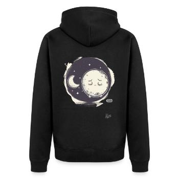 Little sweet moon sleeps - Unisex Premium Organic Zip Hoodie - black - Back - Nico (187cm)