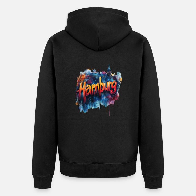 Hamburg - Unisex Premium Bio Zip Hoodie - Schwarz