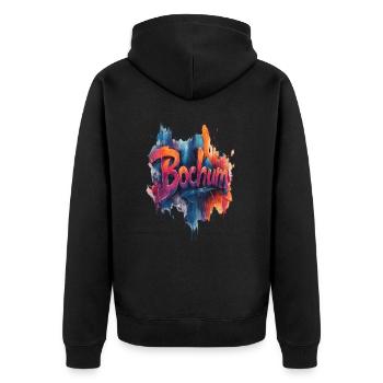 Bochum - Unisex Premium Bio Zip Hoodie - Schwarz - Hinten - Nico (187cm)