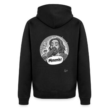 Les légumes mangent le légume Jésus - Veste à capuche bio Premium Unisexe - noir - Dos - Nico (187cm)