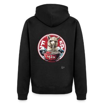 Drame du lama de l’Himalaya en mangeant des ramen - Veste à capuche bio Premium Unisexe - noir - Dos - Nico (187cm)
