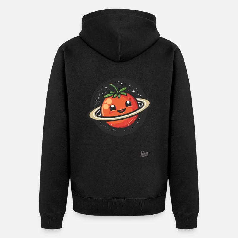 Planète tomate heureuse dans l’espace - Veste à capuche bio Premium Unisexe - noir