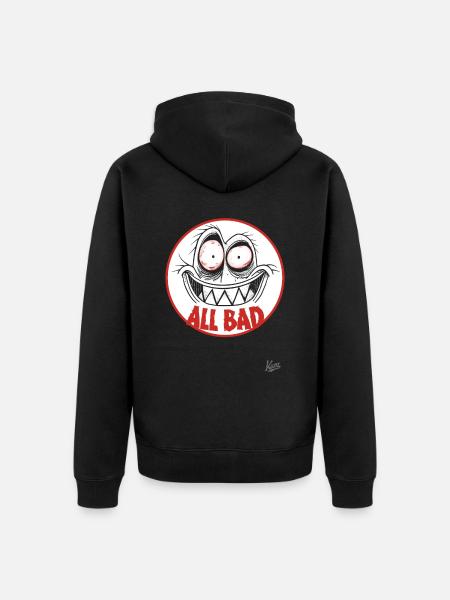 Crazy funny face – Everything bad! - Unisex Premium Organic Zip Hoodie - black
