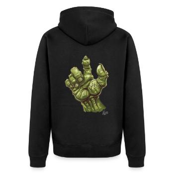 Main massive d’Orc Vert ou de Monstre Ogre - Veste à capuche bio Premium Unisexe - noir - Dos - Nico (187cm)