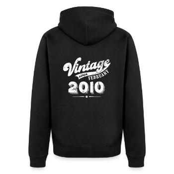 Vintage since February 2010 Birthday Gift - Unisex Premium Organic Zip Hoodie - black - Back - Nico (187cm)