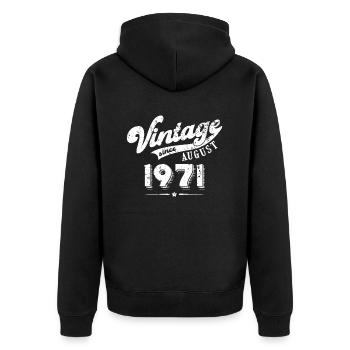 Vintage since August 1971 Birthday Gift - Unisex Premium Organic Zip Hoodie - black - Back - Nico (187cm)