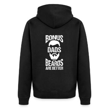 Bonus Daddy's beards are better - Unisex Premium Organic Zip Hoodie - black - Back - Nico (187cm)