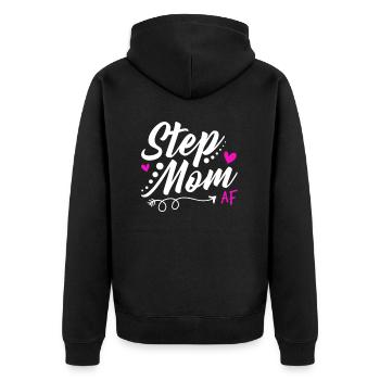 Stiefmutter Af - Unisex Premium Bio Zip Hoodie - Schwarz - Hinten - Nico (187cm)