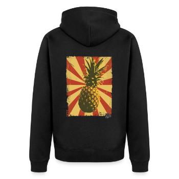 Ananas de style propagande - Veste à capuche bio Premium Unisexe - noir - Dos - Nico (187cm)