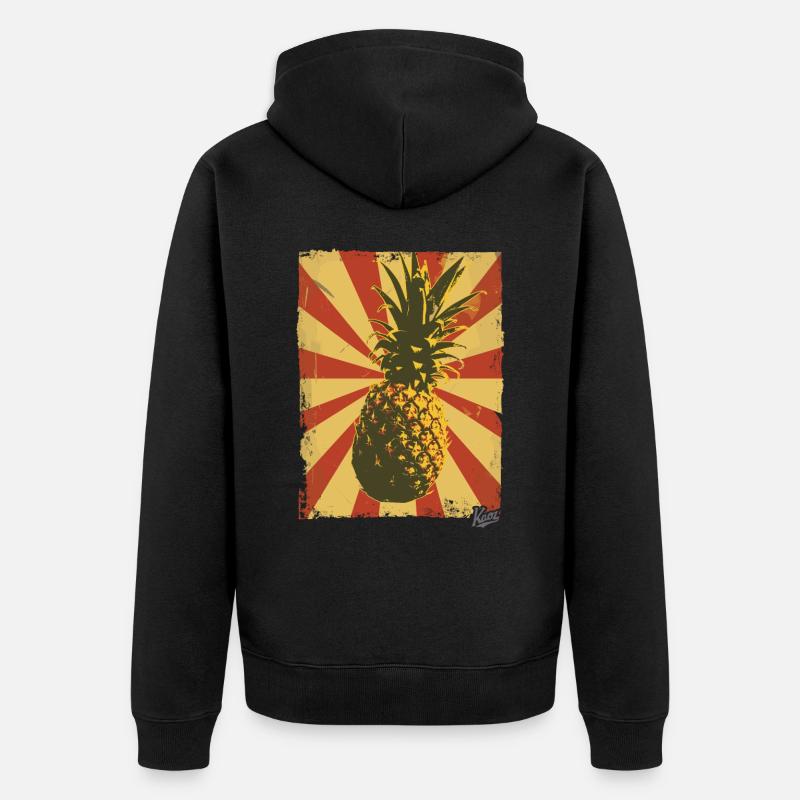 Ananas de style propagande - Veste à capuche bio Premium Unisexe - noir