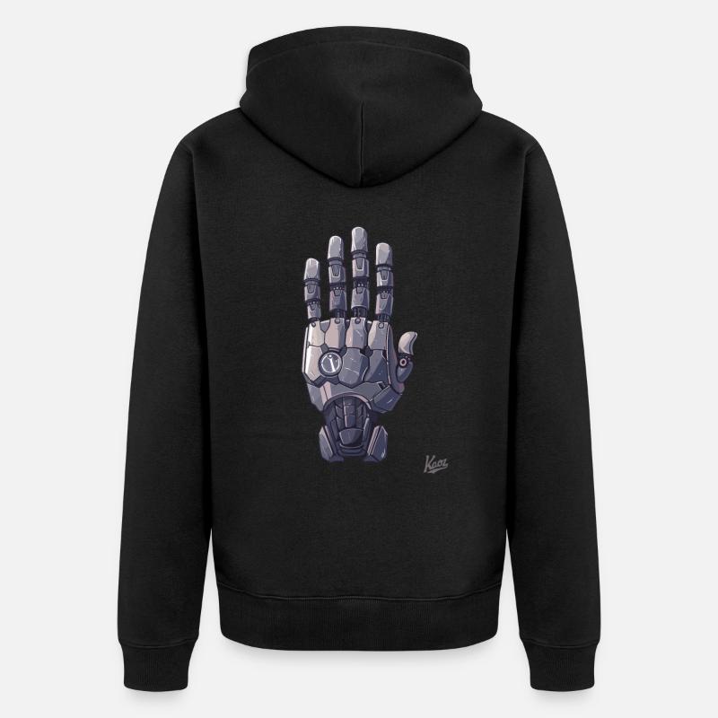 Roboter- oder Cyborg-Hand - Unisex Premium Bio Zip Hoodie - Schwarz