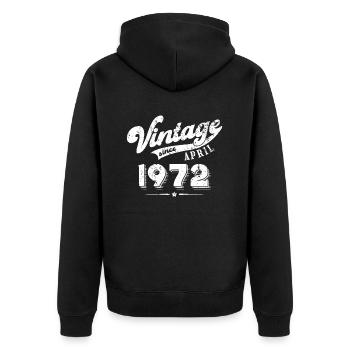 Vintage since April 1972 Geburtstag Geschenk - Unisex Premium Bio Zip Hoodie - Schwarz - Hinten - Nico (187cm)