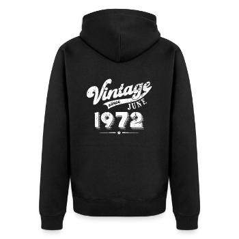 Vintage since June 1972 Geburtstag Geschenk - Unisex Premium Bio Zip Hoodie - Schwarz - Hinten - Nico (187cm)