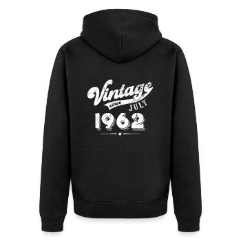 Millésime depuis juillet 1962 Cadeau d’anniversaire - Veste à capuche bio Premium Unisexe - noir - Dos - Nico (187cm)