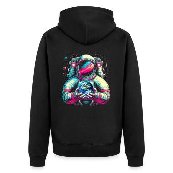 Astronaut in space, space, planet, earth - Unisex Premium Organic Zip Hoodie - black - Back - Nico (187cm)
