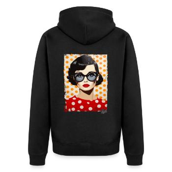 années 1950 Polka Dot Pop Art Femmes - Veste à capuche bio Premium Unisexe - noir - Dos - Nico (187cm)