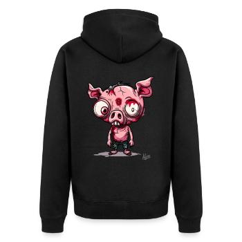 Petit cochon zombie effrayant - Veste à capuche bio Premium Unisexe - noir - Dos - Nico (187cm)