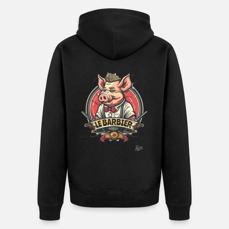 Le coiffeur cochon français - Veste à capuche bio Premium Unisexe - noir