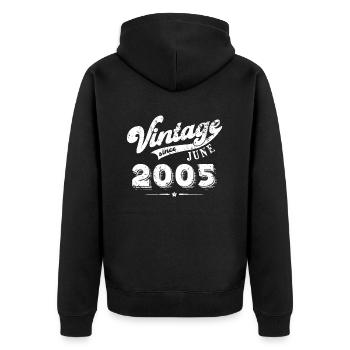 Vintage since June 2005 Birthday Gift - Unisex Premium Organic Zip Hoodie - black - Back - Nico (187cm)