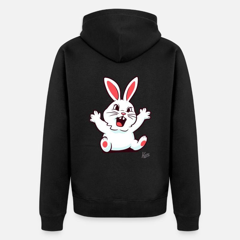 Insatisfait : Petit lapin blanc lancinant - Veste à capuche bio Premium Unisexe - noir