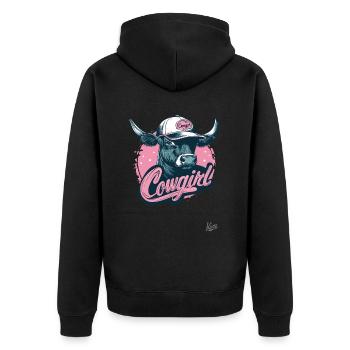 La vache à la casquette de baseball - Veste à capuche bio Premium Unisexe - noir - Dos - Nico (187cm)