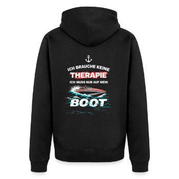 Ich Muss Nur Auf Mein Boot für einen - Unisex Premium Bio Zip Hoodie - Schwarz - Hinten - Nico (187cm)