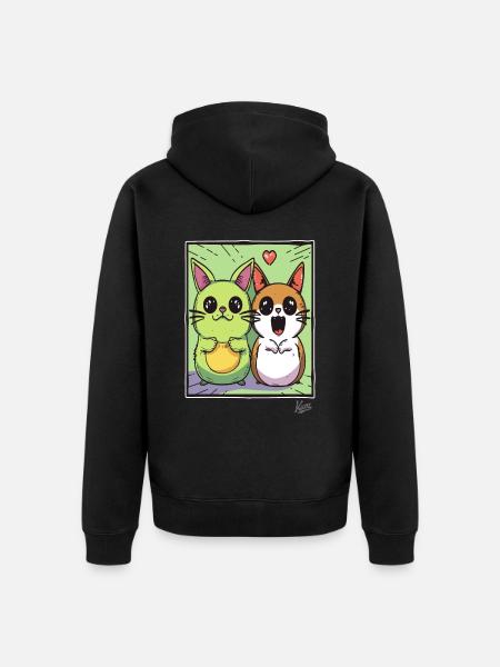 Funny, lovable cat friends - Unisex Premium Organic Zip Hoodie - black