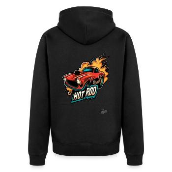 Hot Rod Muscle Car: Power on Wheels - Unisex Premium Organic Zip Hoodie - black - Back - Nico (187cm)