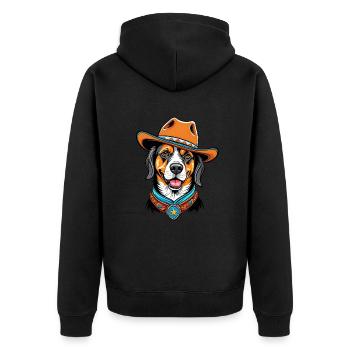Cute sheriff dog wearing a cowboy hat - Unisex Premium Organic Zip Hoodie - black - Back - Nico (187cm)