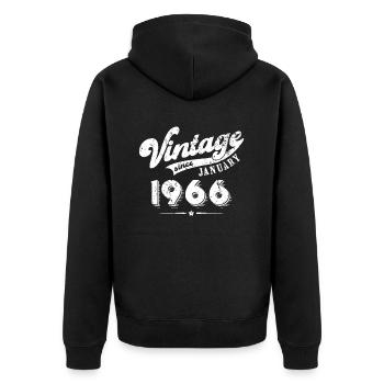 Vintage since January 1966 Geburtstag Geschenk - Unisex Premium Bio Zip Hoodie - Schwarz - Hinten - Nico (187cm)