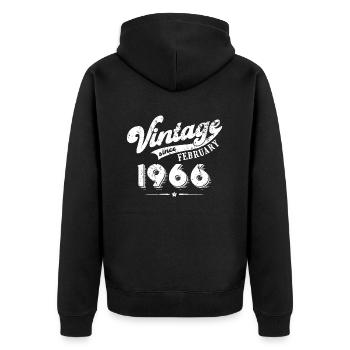 Millésime depuis Février 1966 Cadeau d’anniversaire - Veste à capuche bio Premium Unisexe - noir - Dos - Nico (187cm)