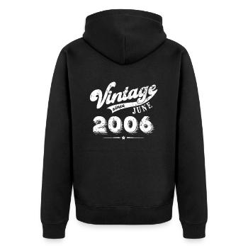 Vintage since June 2006 Geburtstag Geschenk - Unisex Premium Bio Zip Hoodie - Schwarz - Hinten - Nico (187cm)